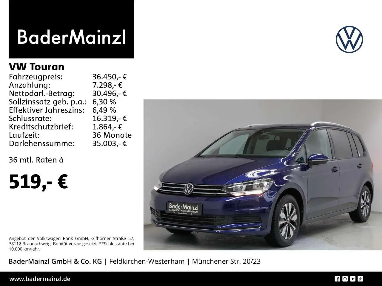 Photo 1 : Volkswagen Touran 2023 Petrol